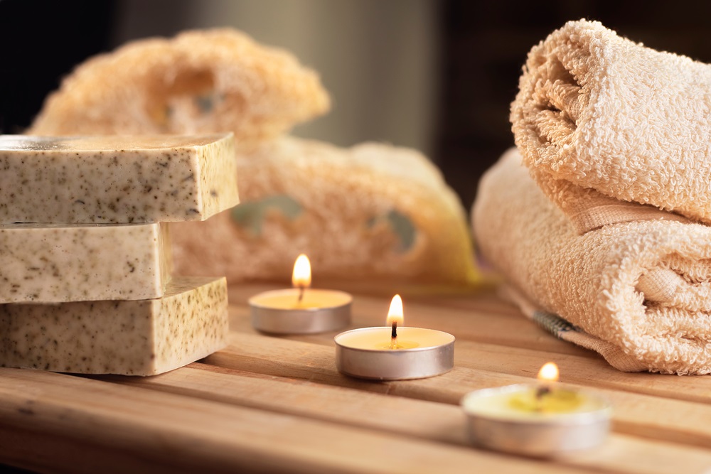 spa candles natural organic soaps plants natural loofah towels